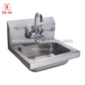 Stainless Steel Hand Wash Sink with tap holes, Splash Mounted NSF Commercial Hand Wash Sink for Catering